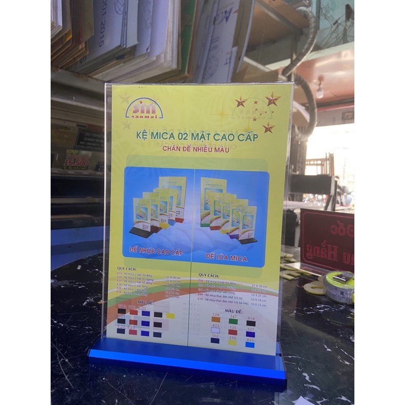Kệ mica 2 mặt đế lùa A4 21x30cm