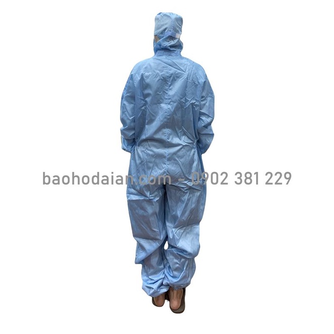 Áo liền quần chống tĩnh điện màu xanh
