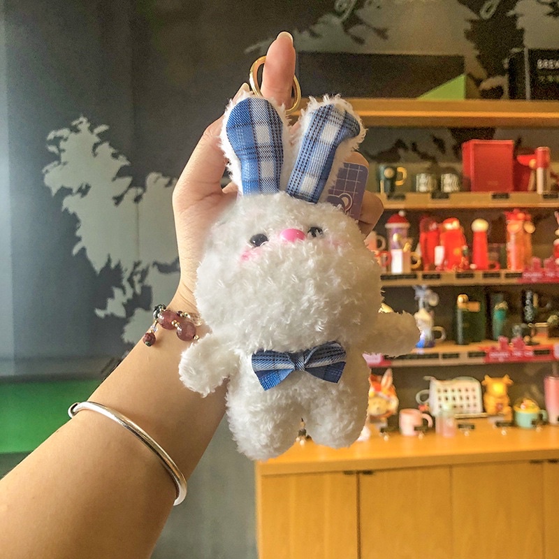 Móc Khóa Thỏ Bông Xù Má Bự A66 Dễ Thương, Móc Chìa Khóa Xe/ Balo/ Túi Gấu Bông Xinh Xắn