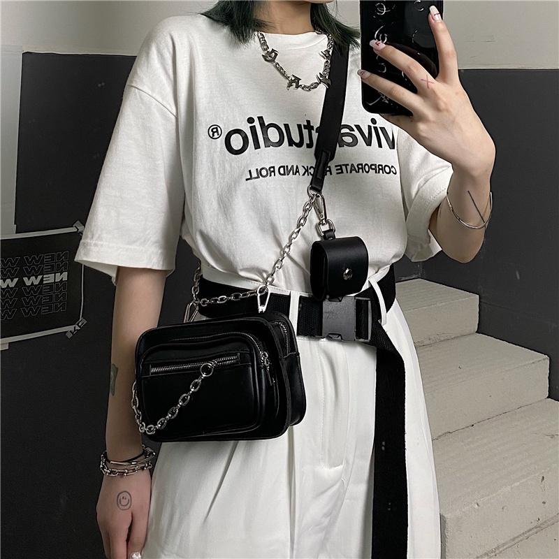 Túi Đeo Chéo Dây Xích Phong Cách Hip Hop Harajuku Retro 19C53