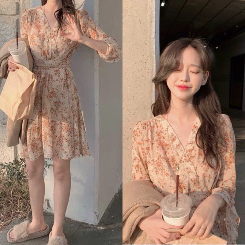 Đầm hoa chiffon ulzzang