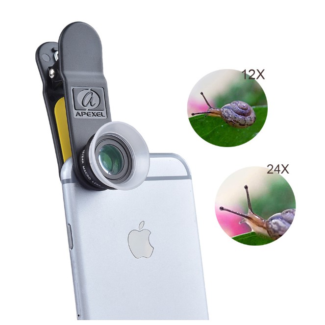 Bộ ống kính,lens apexel chụp ảnh cho điện thoại,chụp macro 12x và 24x