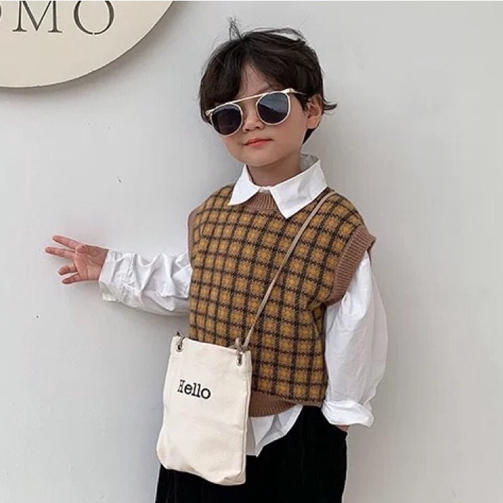 Túi Hello Goodbye style Hàn Quốc dễ thương cho bé gái bé trai size 19*21
