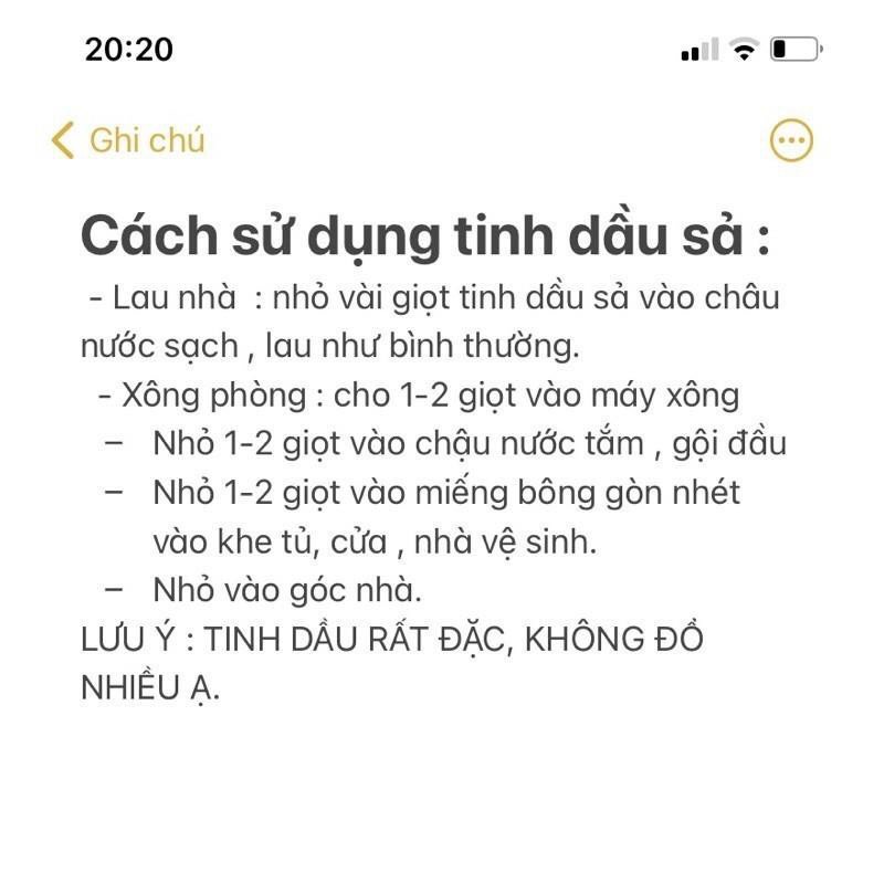 Tinh dầu sả, tinh dầu xả nguyên chất giúp thơm phòng, khử khuẩn, đuổi muỗi,.. được chưng cất thủ công tại Lai Châu