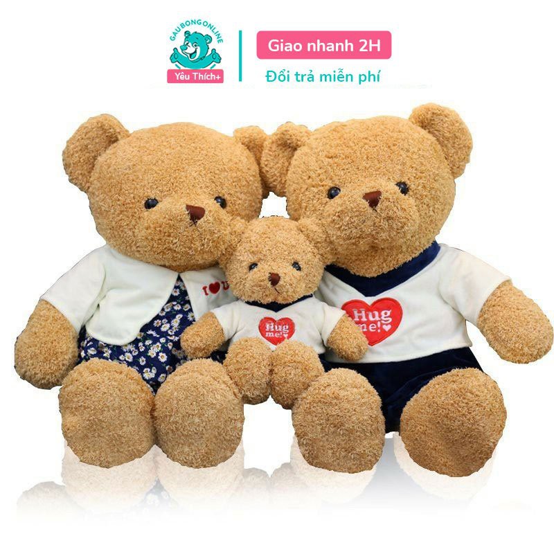 Gấu Bông Teddy Áo Hug Đôi In Chữ I Love You Cao Cấp Gấu Bông Online