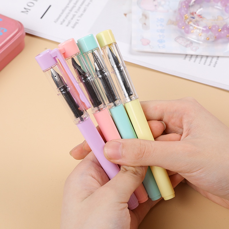 1 Bút Máy Màu Macaron Làm Từ Nhựa Với Mực Thay Thế 1pc