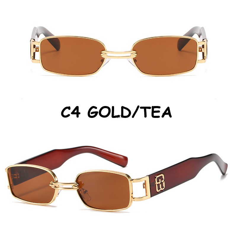 Kính mát gọng kim loại hình chữ nhật phong cách hip hop hợp thời trang | BigBuy360 - bigbuy360.vn