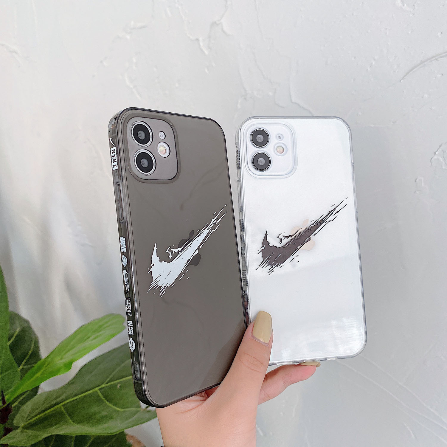 Ốp Điện Thoại Tpu Mềm Trong Suốt Chống Sốc In Logo Nike Trắng Đen Cho Iphone 7 8 Plus Xs Xr 11 Pro Max 12 Mini