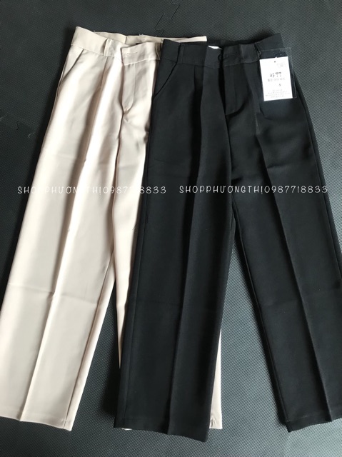 Quần culottes cạp cao - quần ống rộng 1 khuy