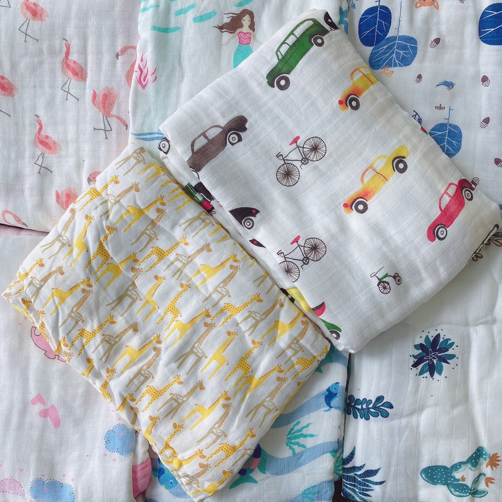 Khăn Aden Sợi Tre 4 Lớp 120x120 Cao Cấp Siêu Mềm Cho Bé | Minizon Kids