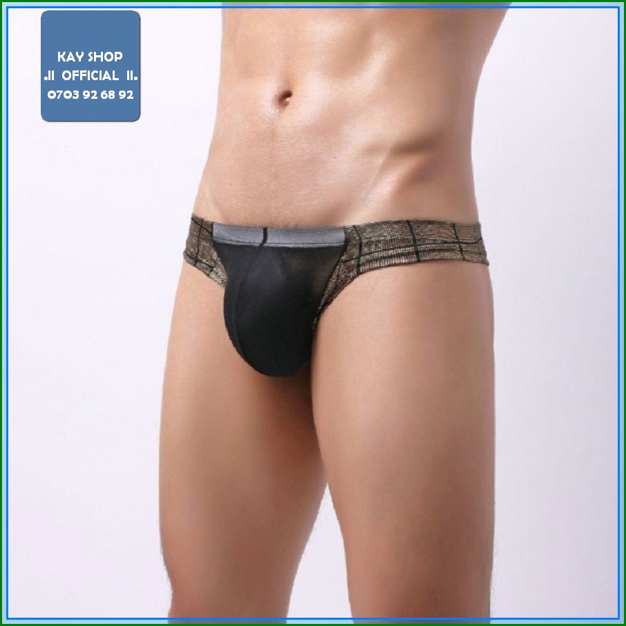 Quần lót nam tam giác lưới sexy nửa mông thun ánh kim đẹp mắt - Quần sịp nam ôm mông căng quyến rũ gợi cảm