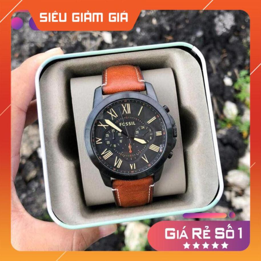Đồng hồ nam Fossil FS5241 dây da nâu, mặt đen huyền bí Full Box ⚜️Hàng Authentic⚜️
