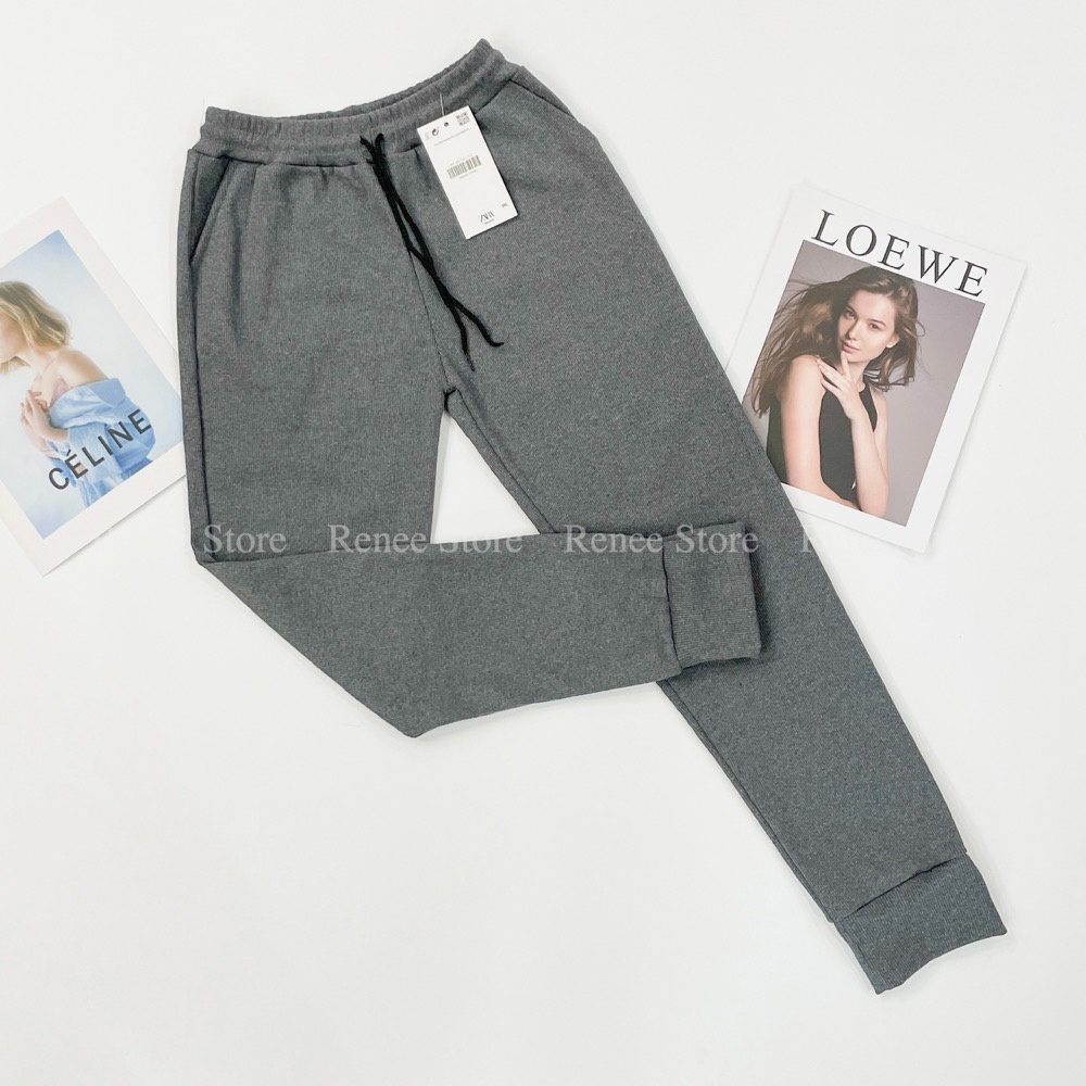 Quần Jogger RENEE Cao Cấp - Quần Jogger Nữ Len Tăm Bo Gấu Thể Thao Cá Tính Chất Co Giãn - D02