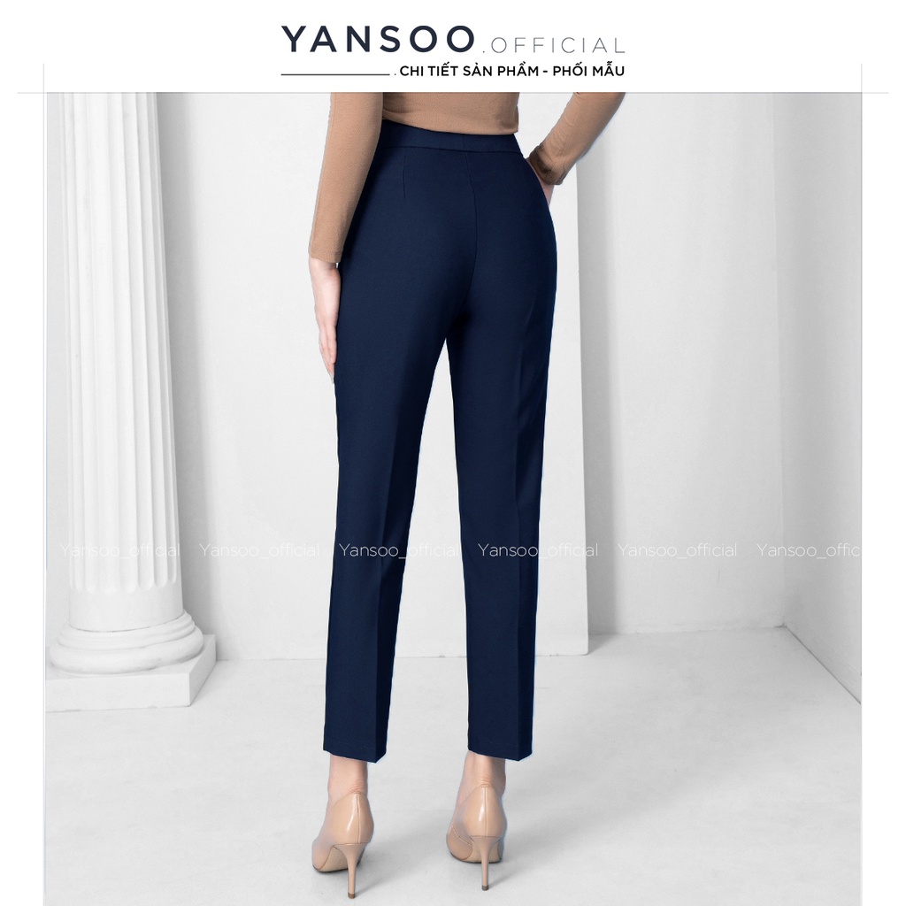 Quần baggy nữ Yansoo đẹp chất vải cao cấp baggy công sở đai ô vuông phong cách cá tính - XANH ĐEN Q10