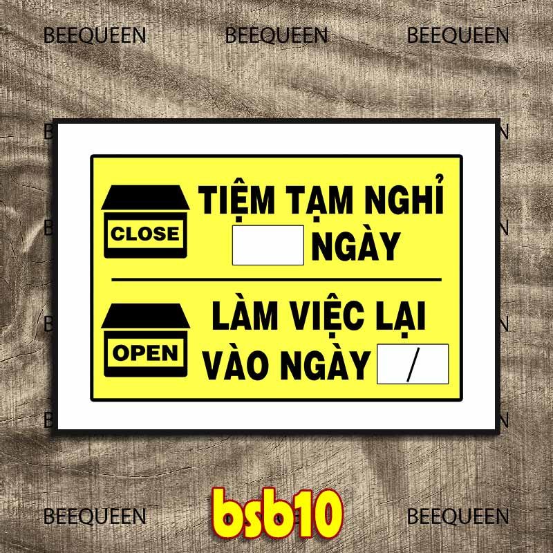 20 Mẫu Biển thông báo tạm nghỉ cửa hàng - Tặng kèm khuy treo gắn tường - Chất liệu formex chống nước - mq
