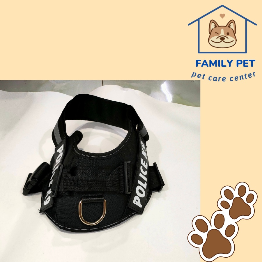 Đai lưng, dây yếm dắt chó logo dính police k9 họăc Moemoebear viền phản quang