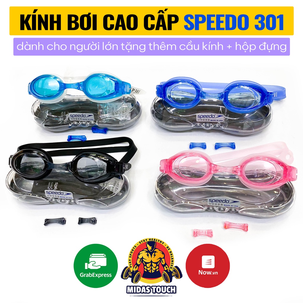 Kính Bơi Speedo 301 Cao Cấp Người Lớn Chống Tia UV Chống Mờ - Dây Đeo Silicone Co Dãn Tốt Ôm Khít Mắt Chống Nước Vào Mắt