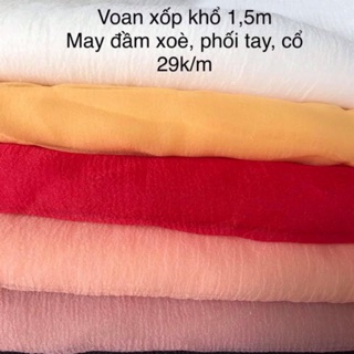 Vải voan xốp màu hồng ruốc và đỏ 29k/m