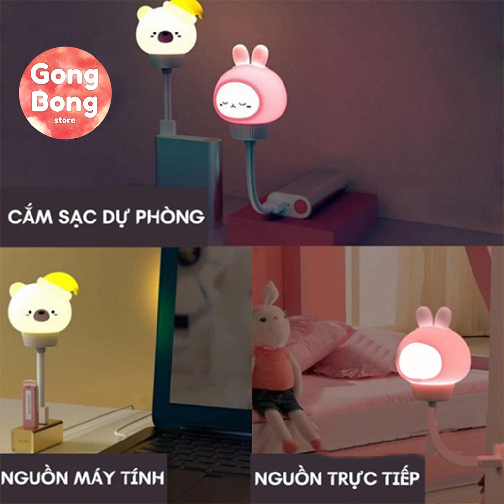 Đèn ngủ LED cắm điện USB hình thú dễ thương, đèn ngủ mini ánh sáng đẹp dịu nhẹ Gong Bong Store
