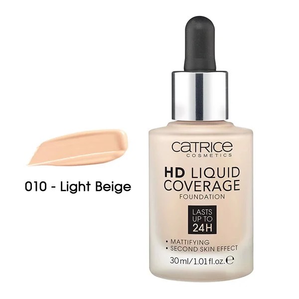 Kem Nền Catrice HD Liquid Coverage Foundation Lasts Up To 24h Đức 30ml giúp che khuyết điểm và giúp da trắng sáng hơn