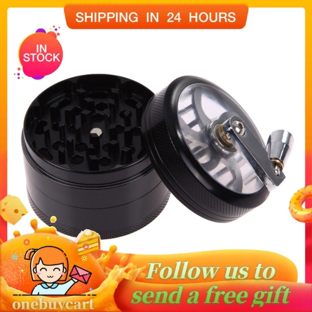 Onebuycart Mini 40mm 4 Layer Hand Crank Grinder Metal Zinc Alloy Spices with Handle