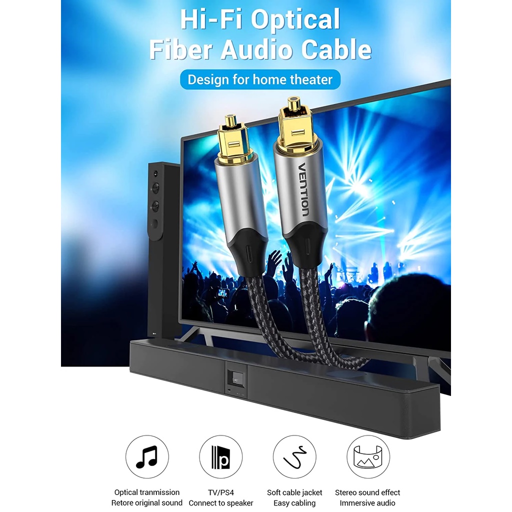 Cáp âm thanh Optical dây dù đầu hợp kim chống oxi hóa Vention BAV
