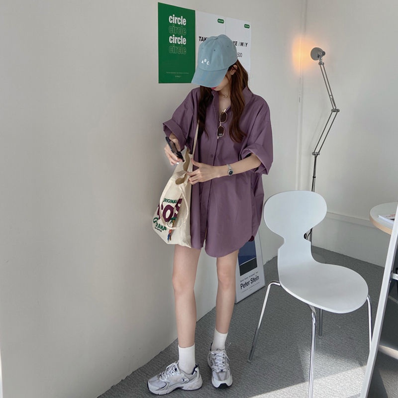 Áo sơ mi COZOK tay ngắn dáng rộng thời trang