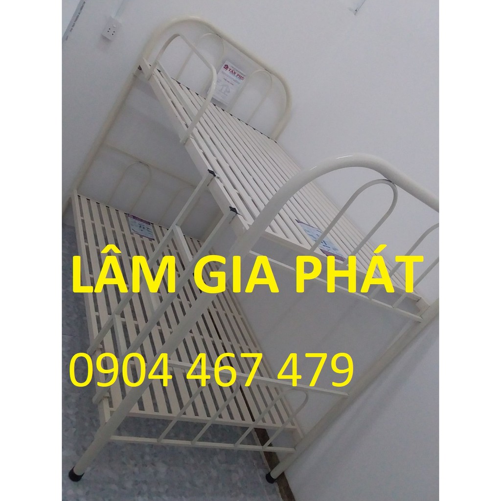 Giường sắt giường tầng tròn mẫu 80cmx80cm hàng sẳn màu kem giá rẻ