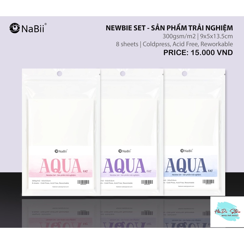 [HADI] Giấy vẽ màu nước NABII AQUA FAT 300GSM KHỔ A6 8sheets - newbie 2021 (Mã SP:NB-G-AquaFat8sA6)