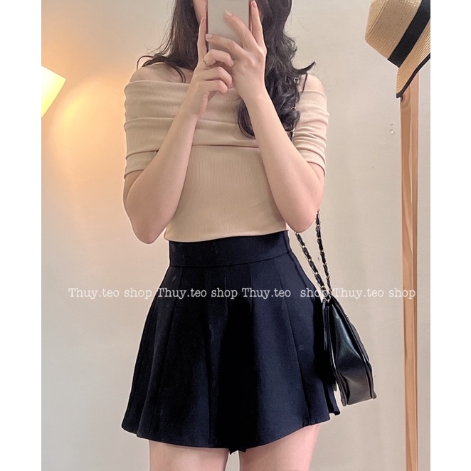[hàng mới] QUẦN SOOC GIẢ VÁY DÁNG XOÈ CẠP PHẲNG KHOÁ SAU