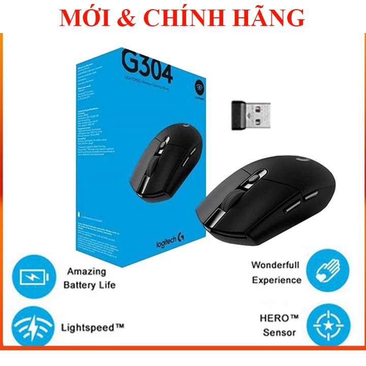 Chuột game không dây Logitech G304 Lightspeed, Hero Sensor max 12.000DPI