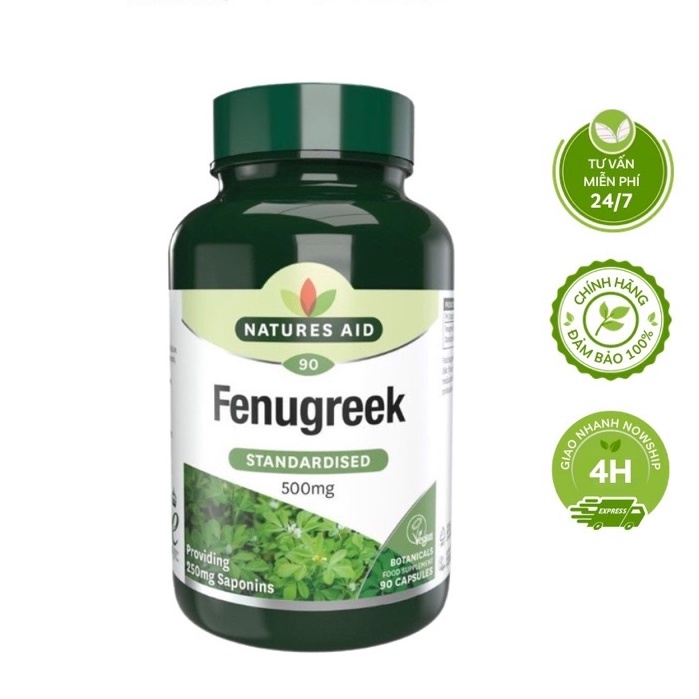 Viên uống lợi sữa Natures Aid Fenugreek 500mg hộp 90 viên ( giá 1 hộp )