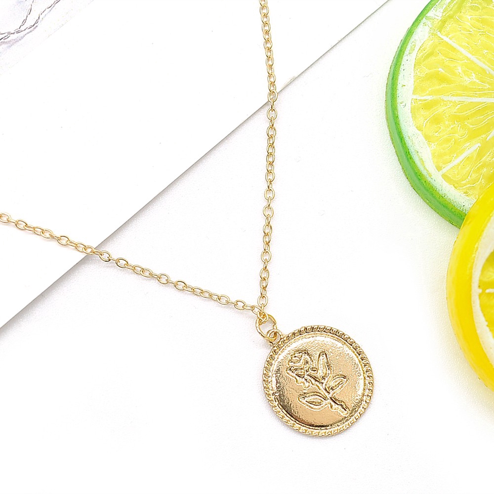 Dây chuyền kim loại mặt hoa hồng thiết kế đơn giản thời trang cho nữ