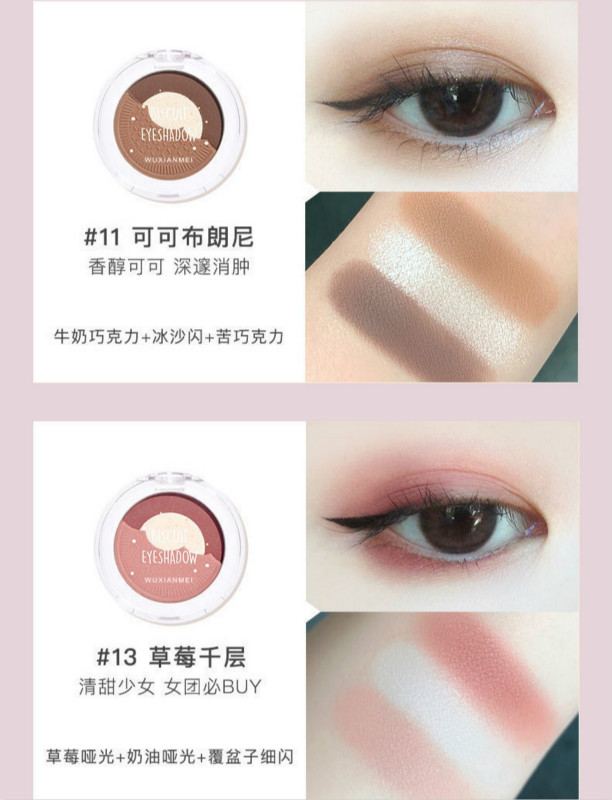 [Hàng mới về] Bảng phấn mắt ba màu sắc ánh ngọc trai mờ tím taro nhỏ gọn | BigBuy360 - bigbuy360.vn