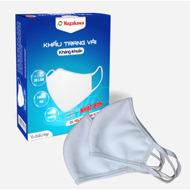 Khẩu trang vải kháng khuẩn Nagakawa ( 2 hộp)