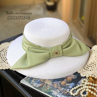[Mã FATPBAU2 giảm 40K đơn 150K] Mũ chuông cói cước nơ lụa to cao cấp