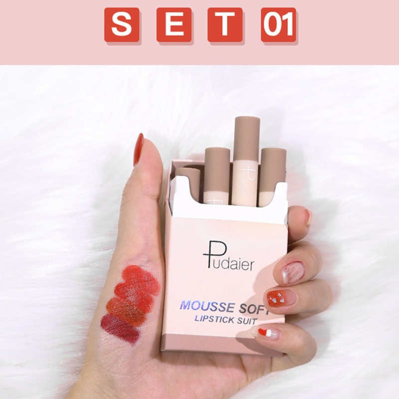 Set 4 Son Kem Lì Kháng Nước Lâu Trôi Mềm Mượt Như Nhung Thương Hiệu brroa