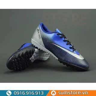 Giày Đá Banh Mer CR7 Mới Nhất - Xanh Dương Đen (Đã Khâu Mũi)