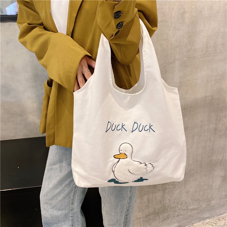 [CỰC XINH] Túi Vải Tote Thời Trang Chất Canvas Xịn Siêu Dày Dặn Họa Tiết Vịt Duck Duck