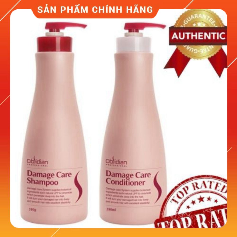 Cặp dầu gội xả tái tạo , phục hồi cho tóc yếu gãy rụng 580ml Hàn Quốc Obsidian Damage Care