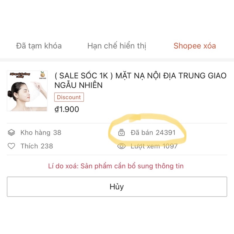 ( Deal Sốc 1K ) Mặt Nạ Nội Địa Trung Lẻ 1 Miếng