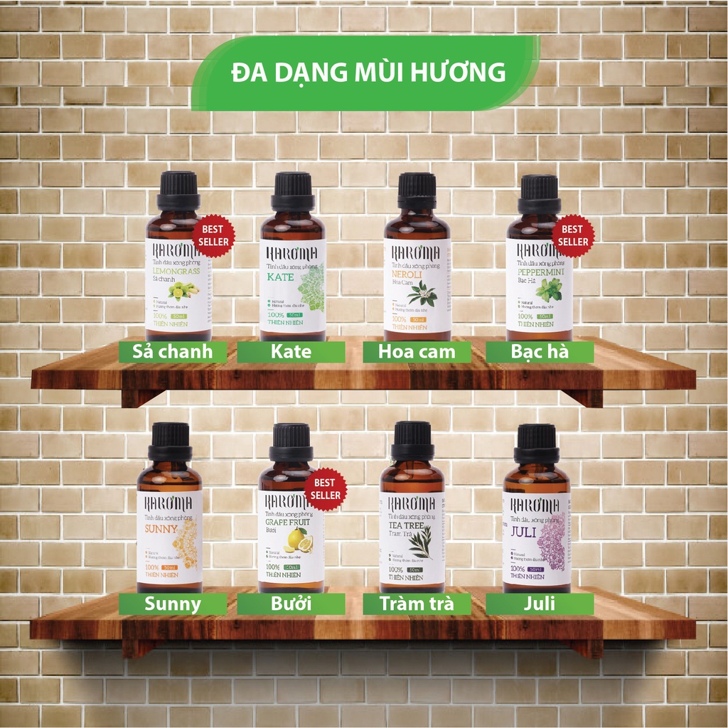 Tinh Dầu Sả Chanh Organic KAROMA - Hàng Chính Hãng, Tinh Dầu Xả Đuổi Muỗi, Xông Thơm Phòng, Khử Mùi Hiệu Quả