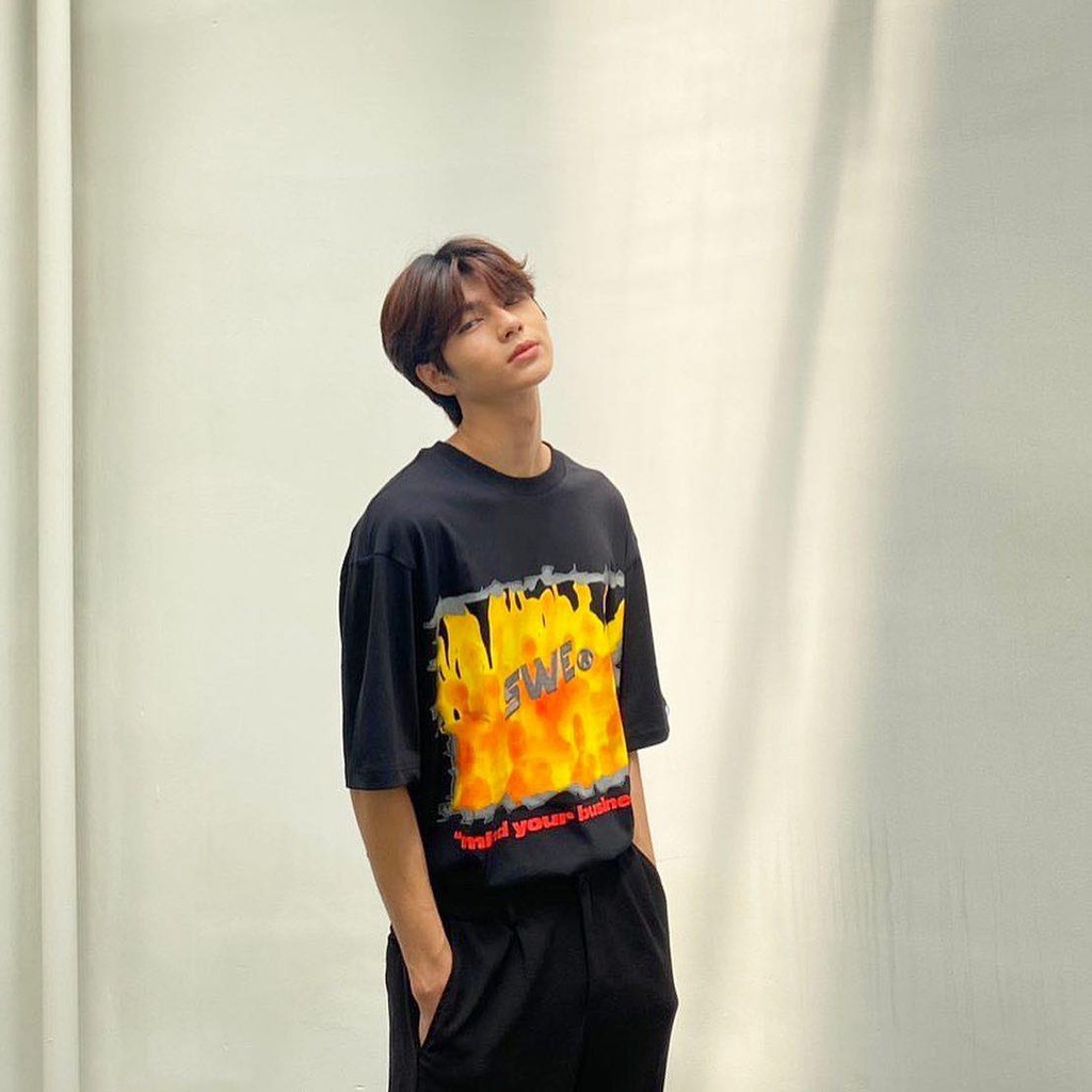 Áo thun đen S.WE CROWD tee black unsex nam nữ form tộng tay lỡ