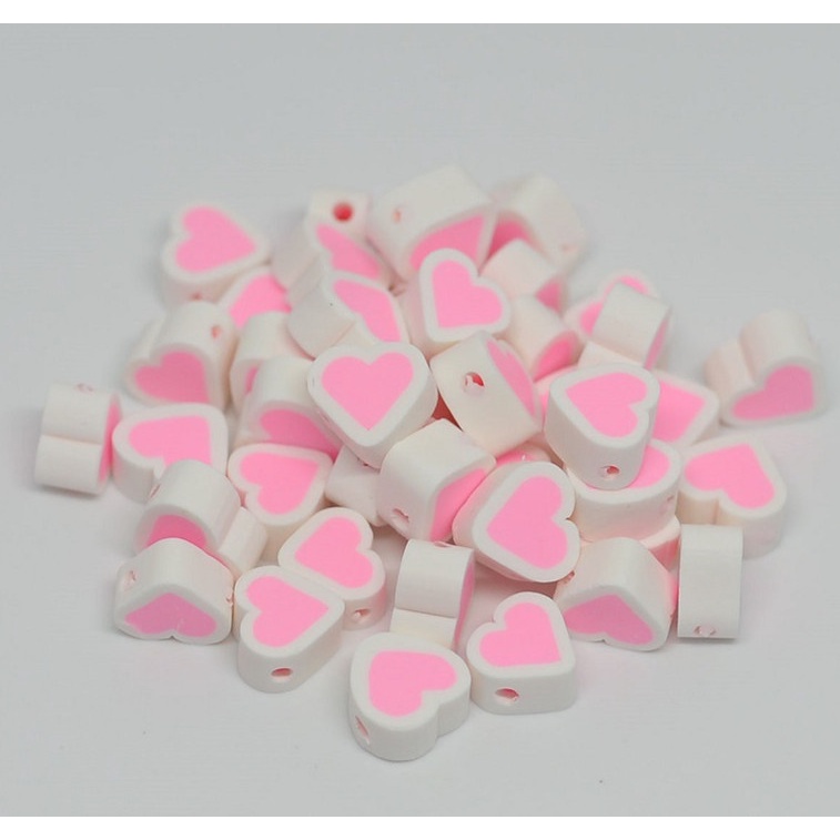 Set 30 hạt nhựa Polymer 10mm hình chữ LOVE nhiều màu sắc dùng làm trang sức thủ công