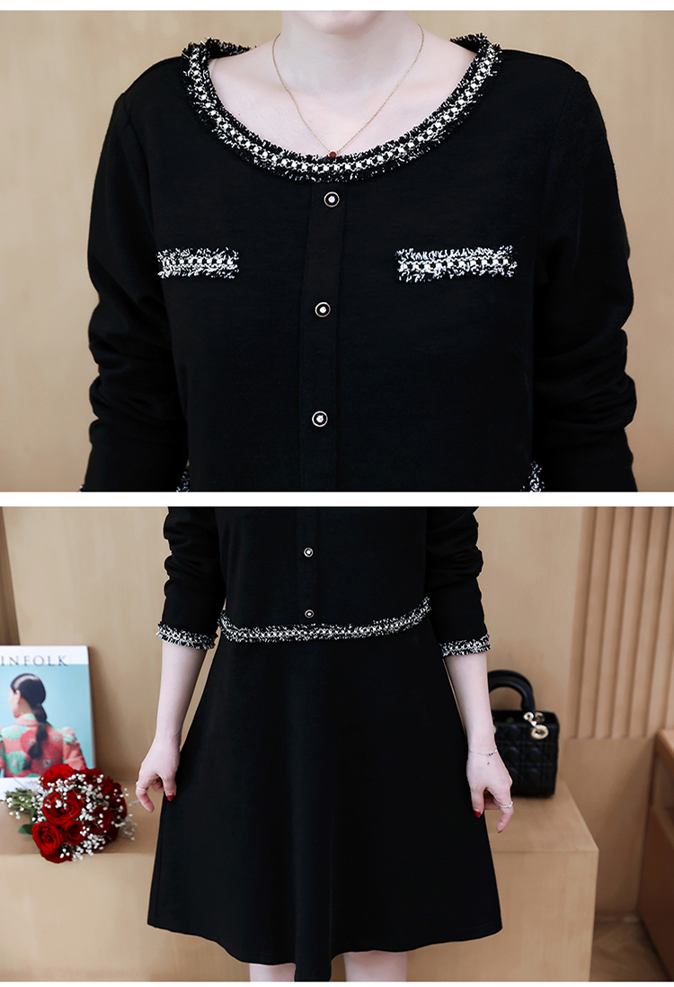 L-5XL Plus Size Women's Clothing Autumn Winter Long Sleeve Black Dress Casual Fashion Korean Midi Dresses