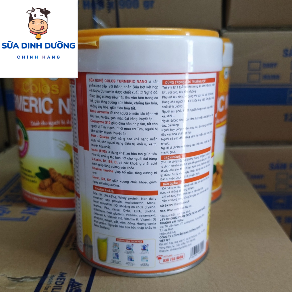 Sữa nghệ Turmeric Nano 900g dành cho người đau dạ dày, Tá tràng, Đại tràng, Đường ruột, Hệ tiêu hóa