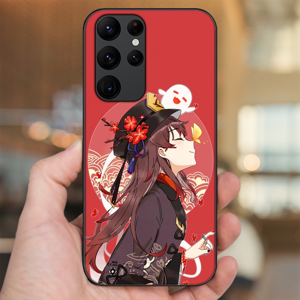 Ốp lưng Samsung S20 Ultra viền đen in hình Hutao Genshin Impact