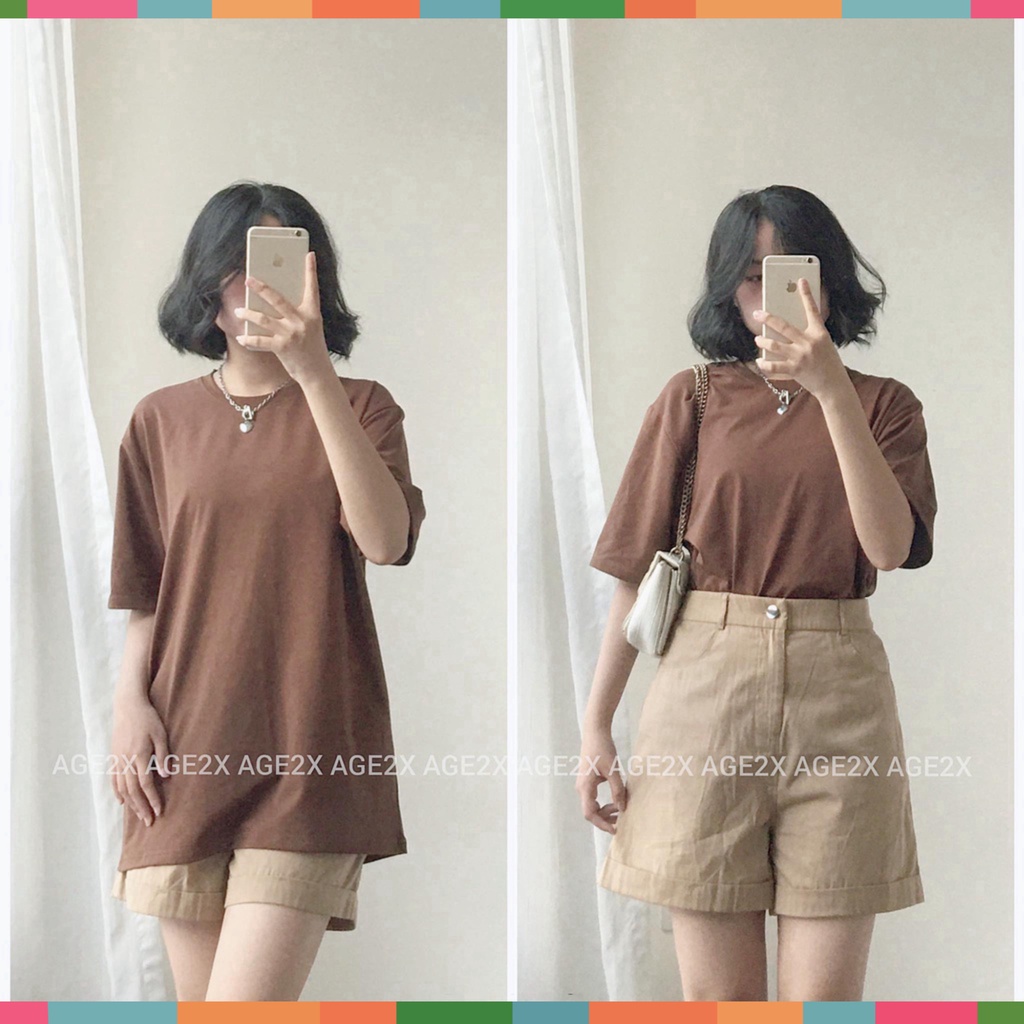 Quần Short Ống Rộng Lưng Cao Vải Kaki Cotton Thời Trang Năng Động Cá Tính Cho Nữ