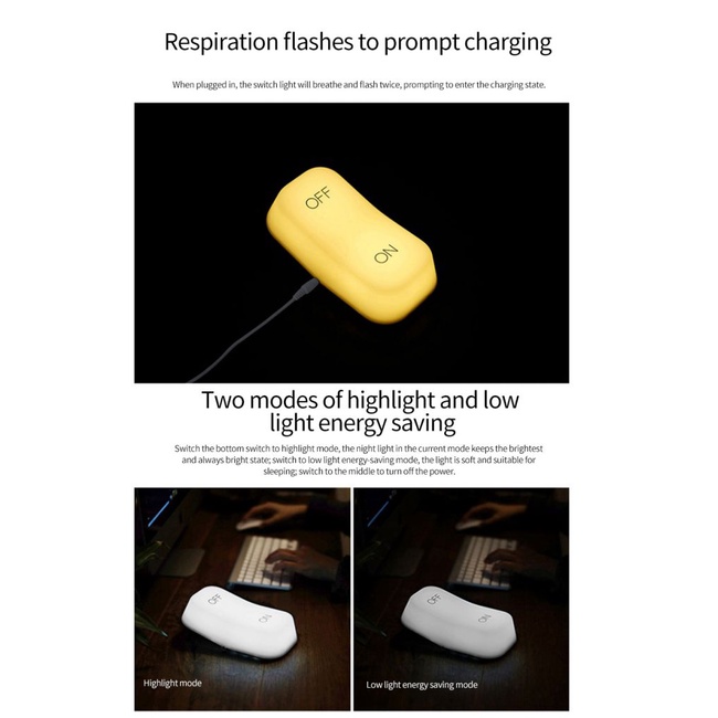 Đèn ngủ cảm biến trọng lực sáng tạo có công tắc sạc USB cho phòng ngủ trẻ em