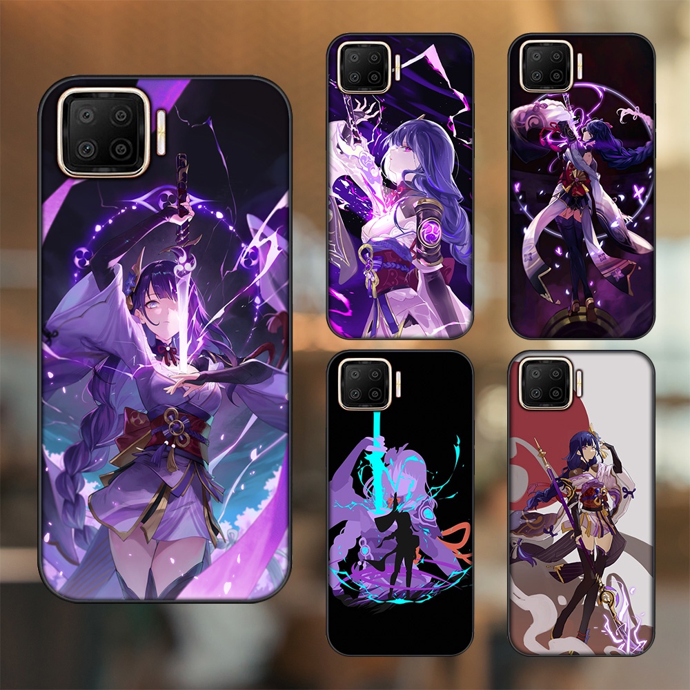 Ốp lưng Oppo A73, A93 4G viền đen in hình Raiden Shogun Genshin Impact